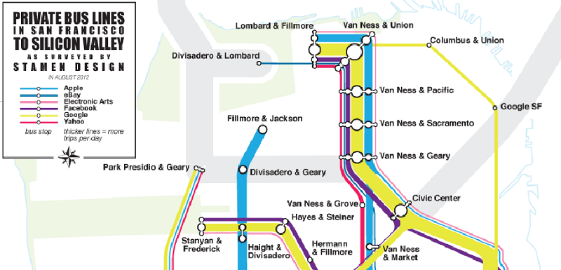 Die privaten Buslinien im Silicon Valley (Quelle: Stamen Design)